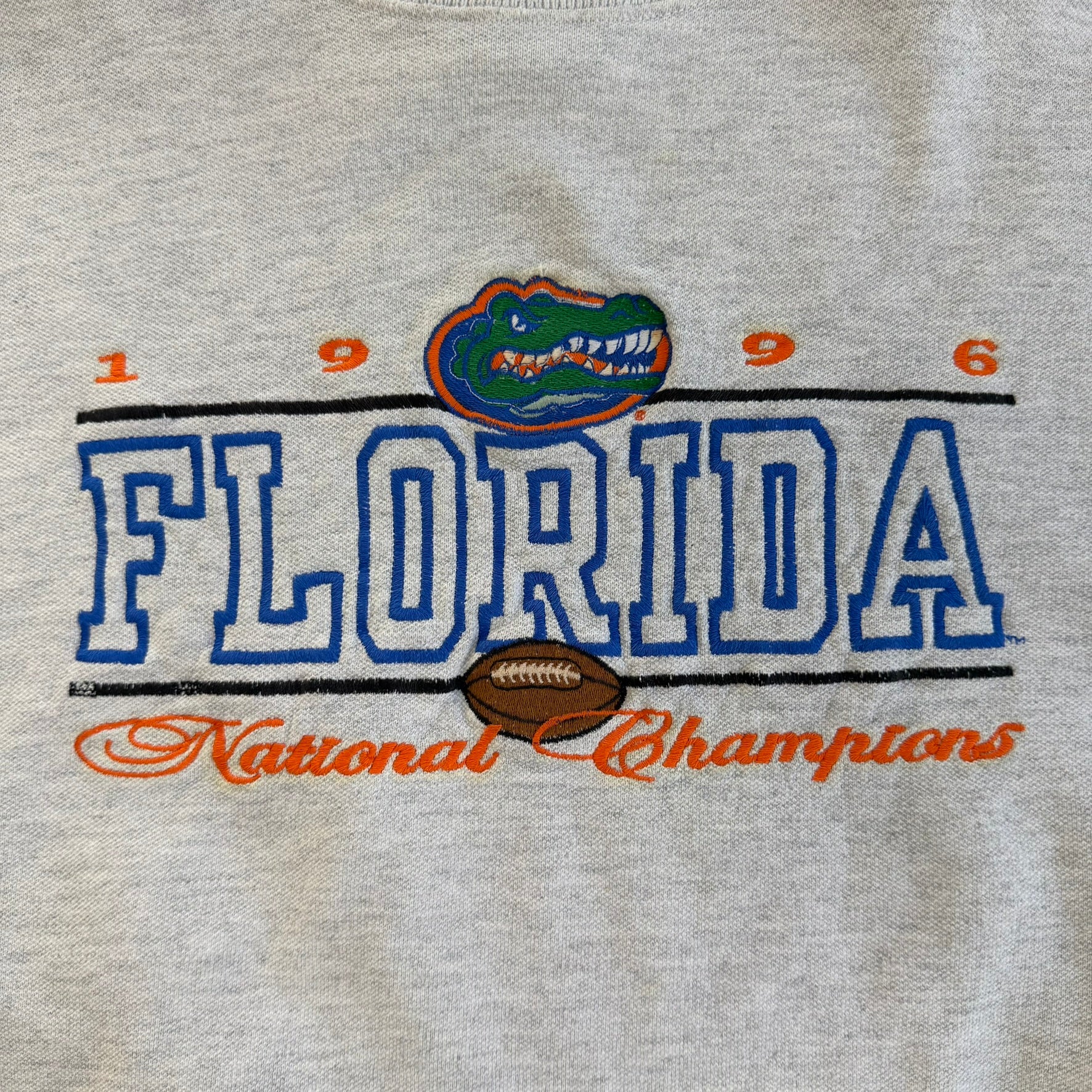 Vintage '96 University Of Florida Gators Football National Champion Embroidered Made In USA Crewneck - M
