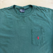 J- Vintage Polo RL Embroidered Logo Made In USA Single Stitch Pocket Long Sleeve Tee - L