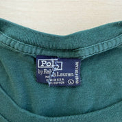 J- Vintage Polo RL Embroidered Logo Made In USA Single Stitch Pocket Long Sleeve Tee - L