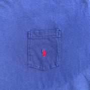 J- Vintage Polo RL Embroidered Logo Made In USA Single Stitch Pocket Navy Tee - L