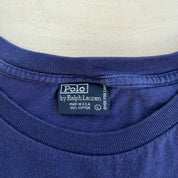 J- Vintage Polo RL Embroidered Logo Made In USA Single Stitch Pocket Navy Tee - L
