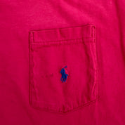 J- Vintage Polo RL Embroidered Logo Made In USA Single Stitch Pocket Red Tee - L