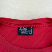 J- Vintage Polo RL Embroidered Logo Made In USA Single Stitch Pocket Red Tee - L