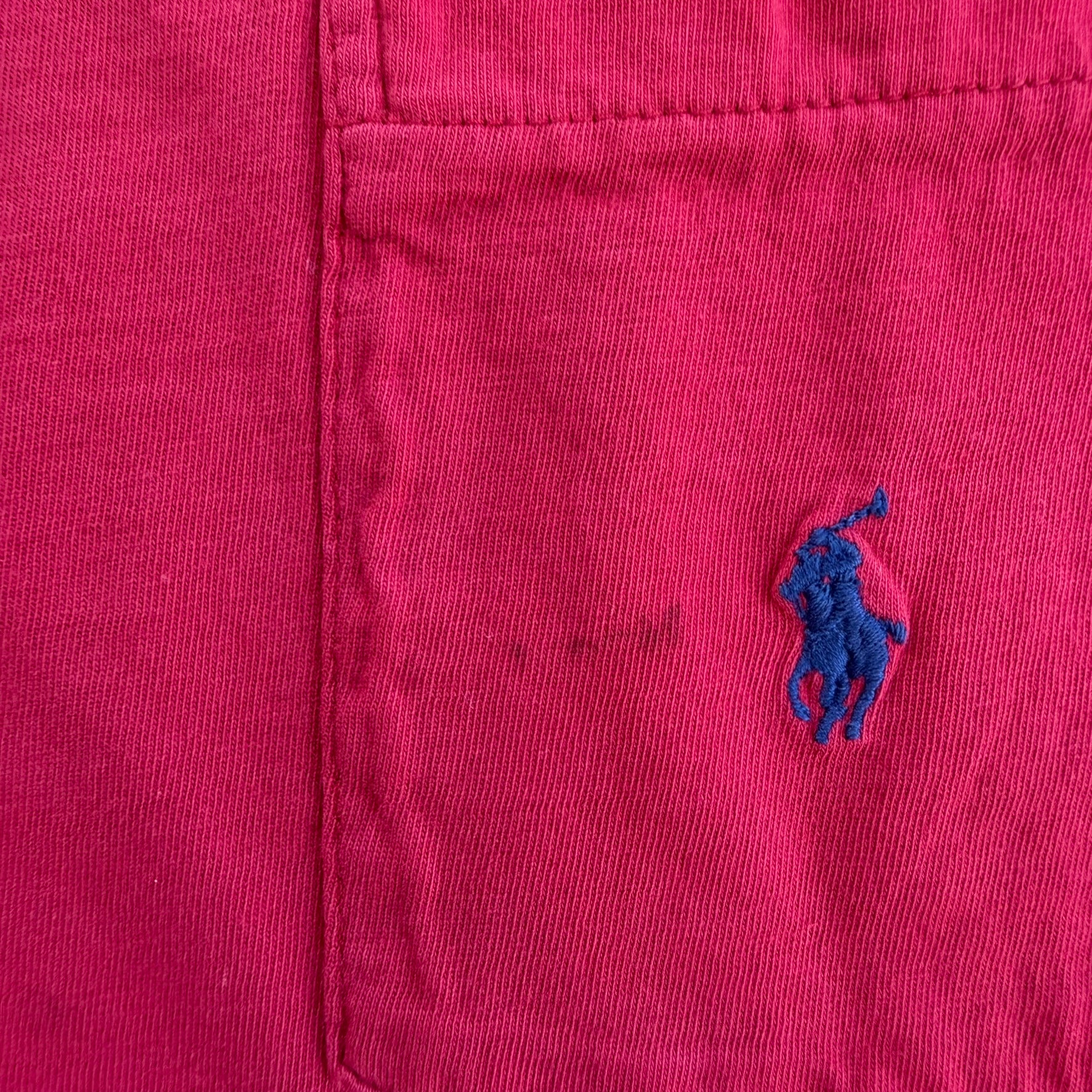 J- Vintage Polo RL Embroidered Logo Made In USA Single Stitch Pocket Red Tee - L