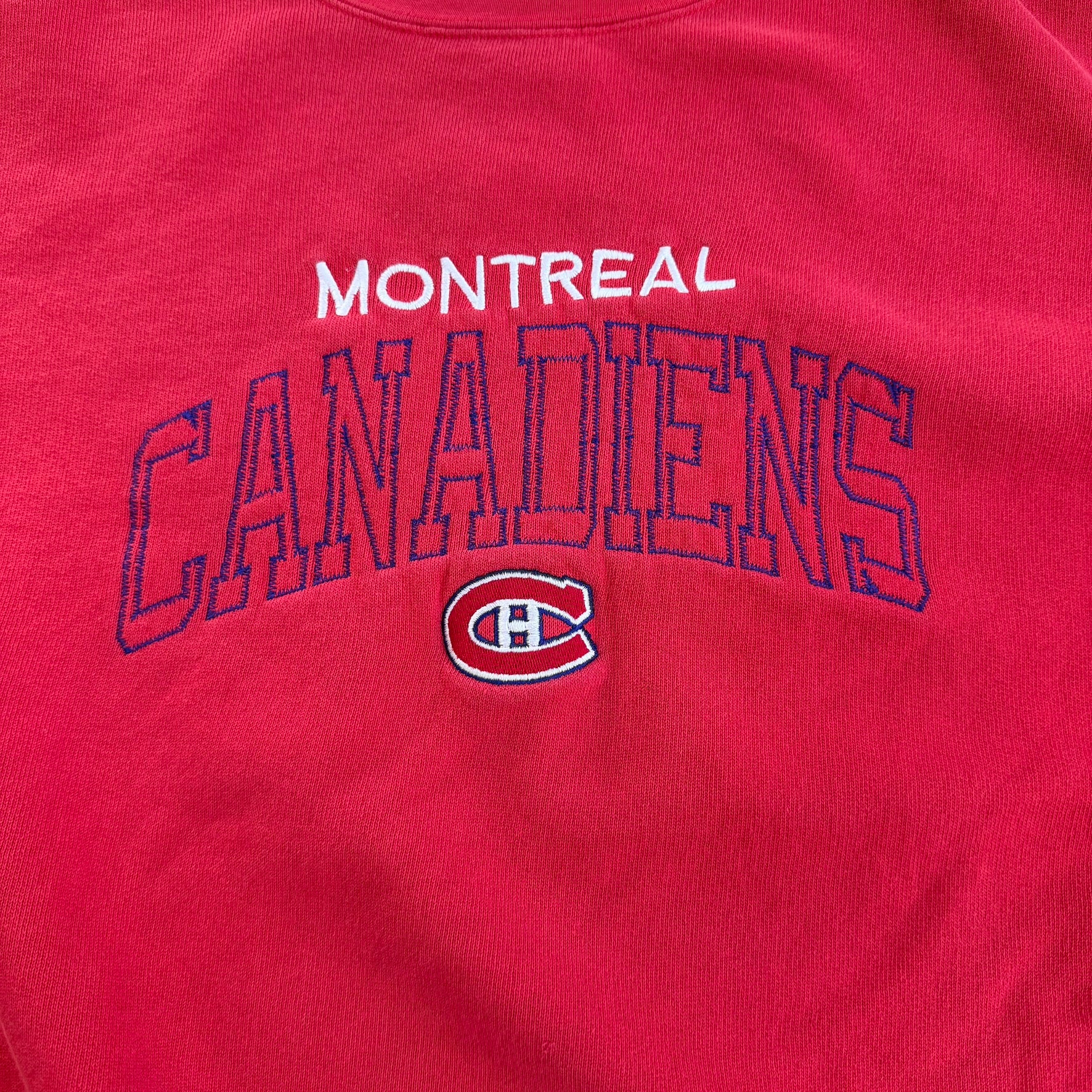 Vintage Montreal Canadiens NHL Embroidered Logo & Text Made In Canada Crewneck - L