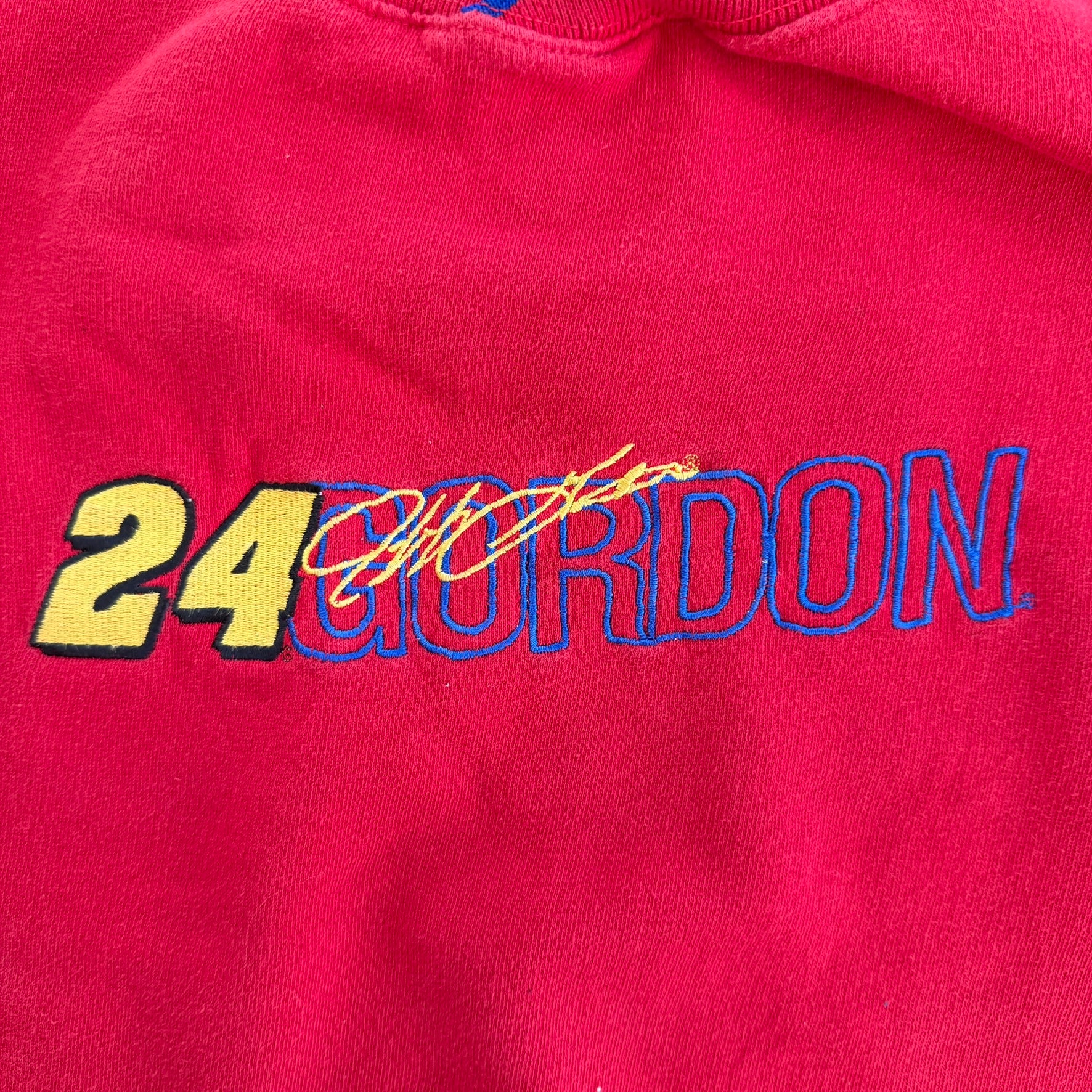J- Vintage Nascar Jeff Gordon 24 Embroidered Text Crewneck - L