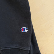 Vintage Champion Reverse Weave Embroidered Logo Black Crewneck - XL