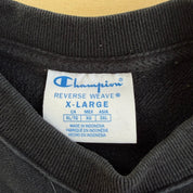 Vintage Champion Reverse Weave Embroidered Logo Black Crewneck - XL