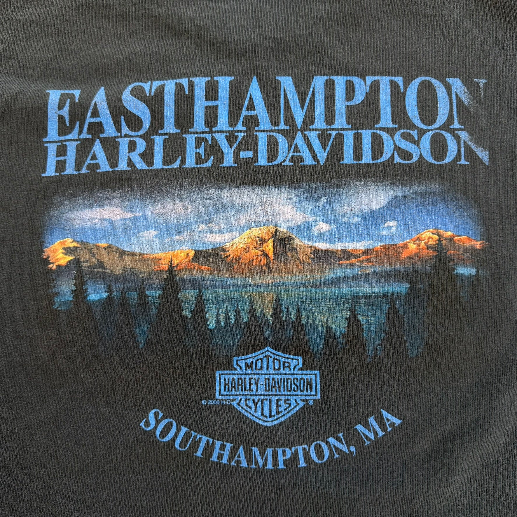J- Vintage '00 Harley Davidson South Hampton Flame Logo & Text Made In USA Long Sleeve Tee - 2XL