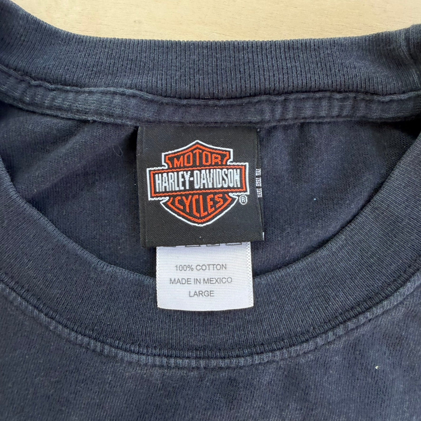 J- Vintage '07 Harley Davidson Columbus Ct Graphic & Text Long Sleeve Tee - L