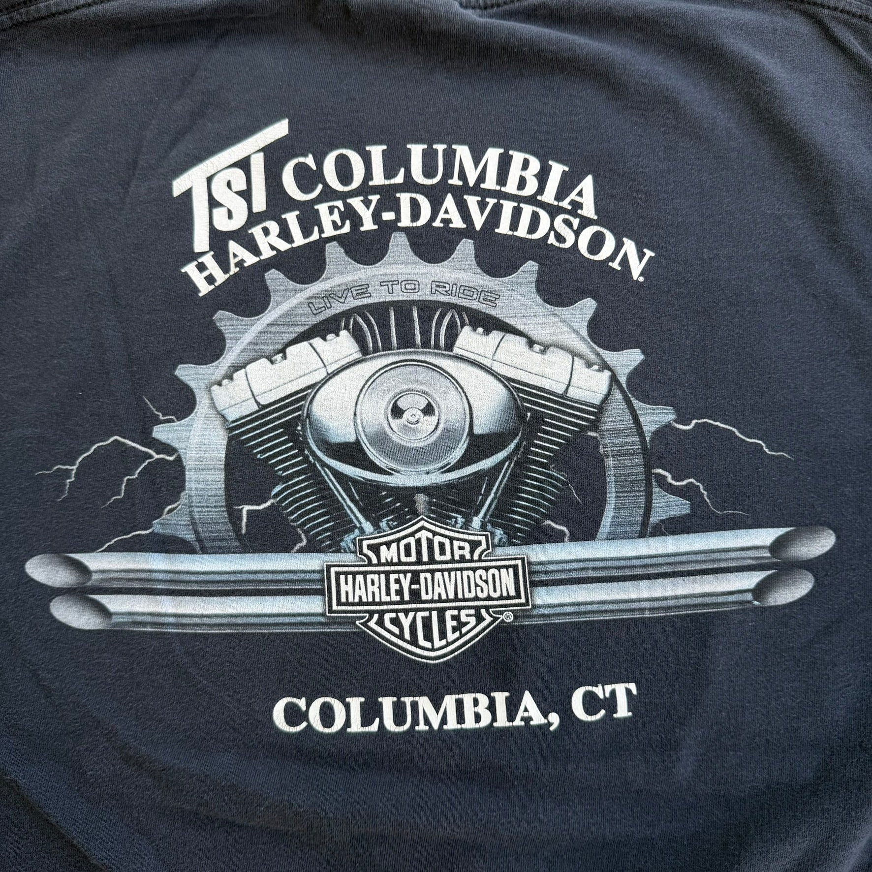 J- Vintage '07 Harley Davidson Columbus Ct Graphic & Text Long Sleeve Tee - L