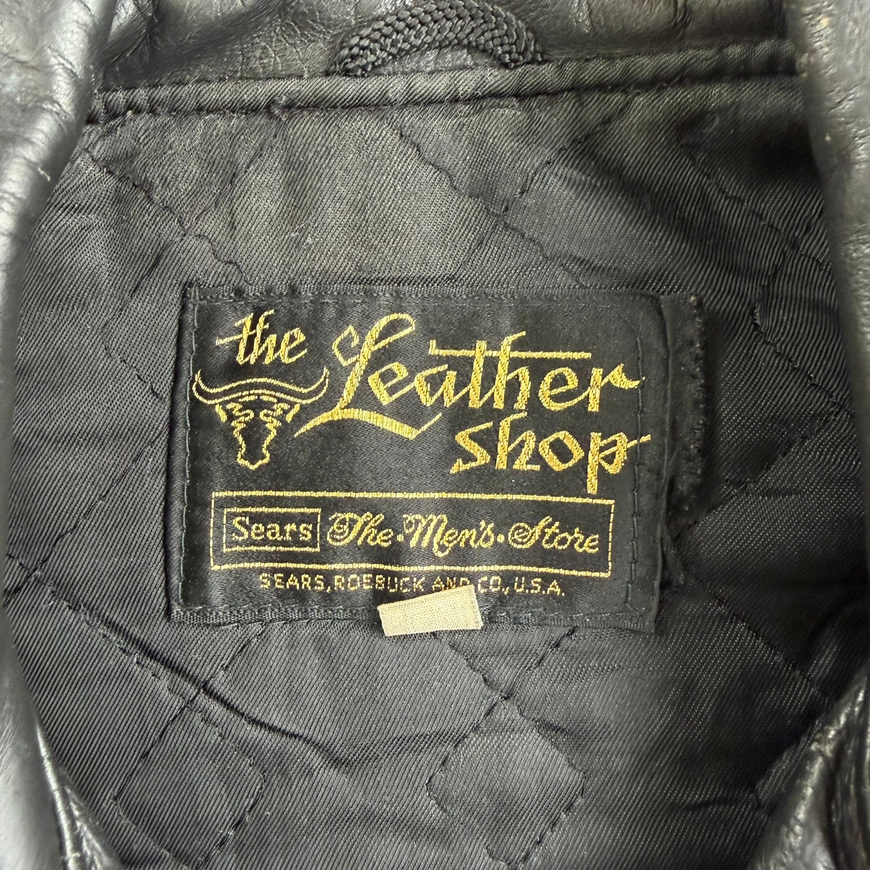 Vintage Sears The Leather Shop Biker Style Zip Up Leather Jacket - 42L (fits XL)