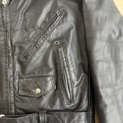 Vintage Sears The Leather Shop Biker Style Zip Up Leather Jacket - 42L (fits XL)