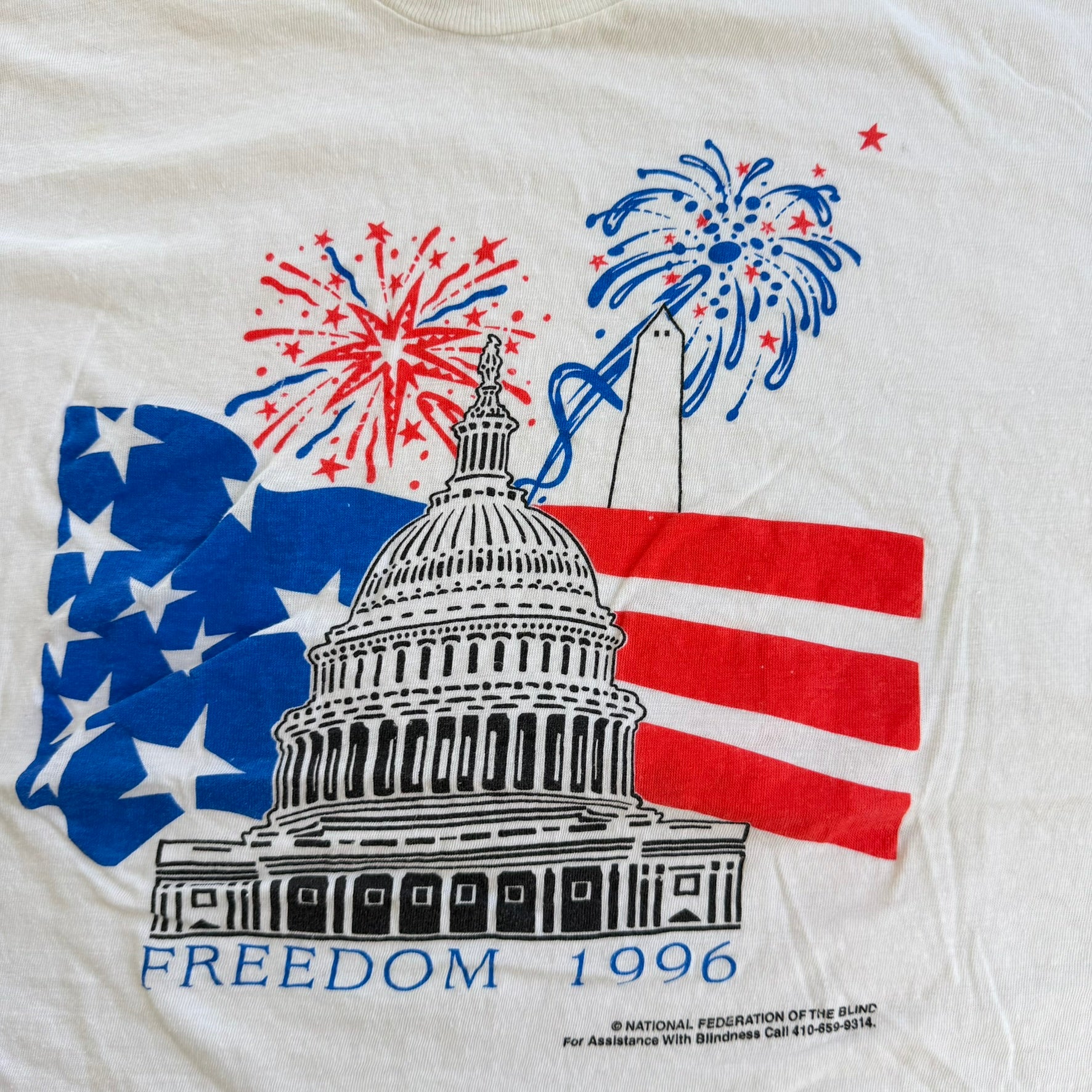 J- Vintage '96 USA Freedom 1996 Graphic Made In USA Single Stitch Tee - L