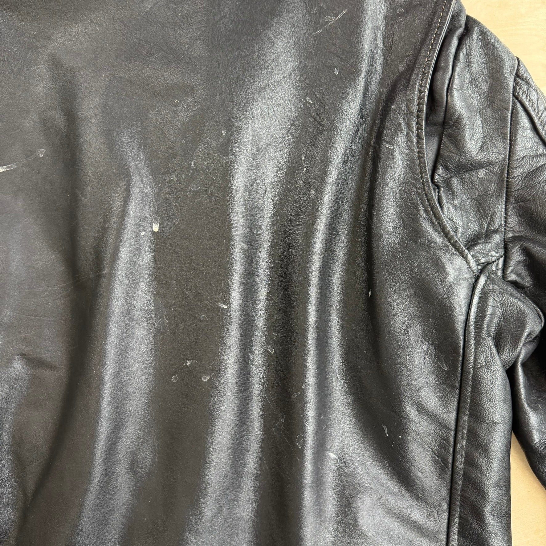Vintage Sears The Leather Shop Biker Style Zip Up Leather Jacket - 42L (fits XL)