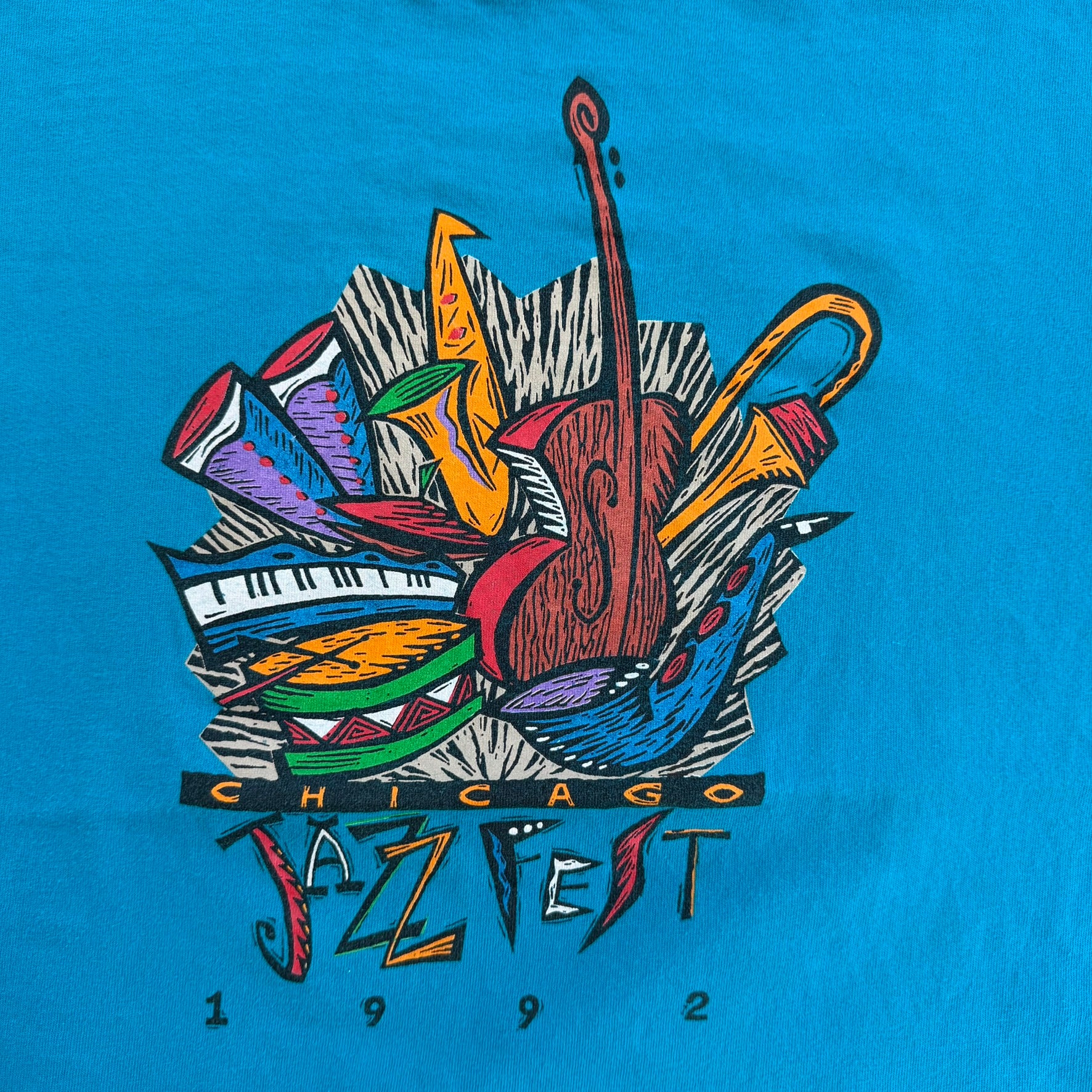 J- Vintage '92 Chicago Jazz Festival Graphic Made In USA Single Stitch Tee - XL