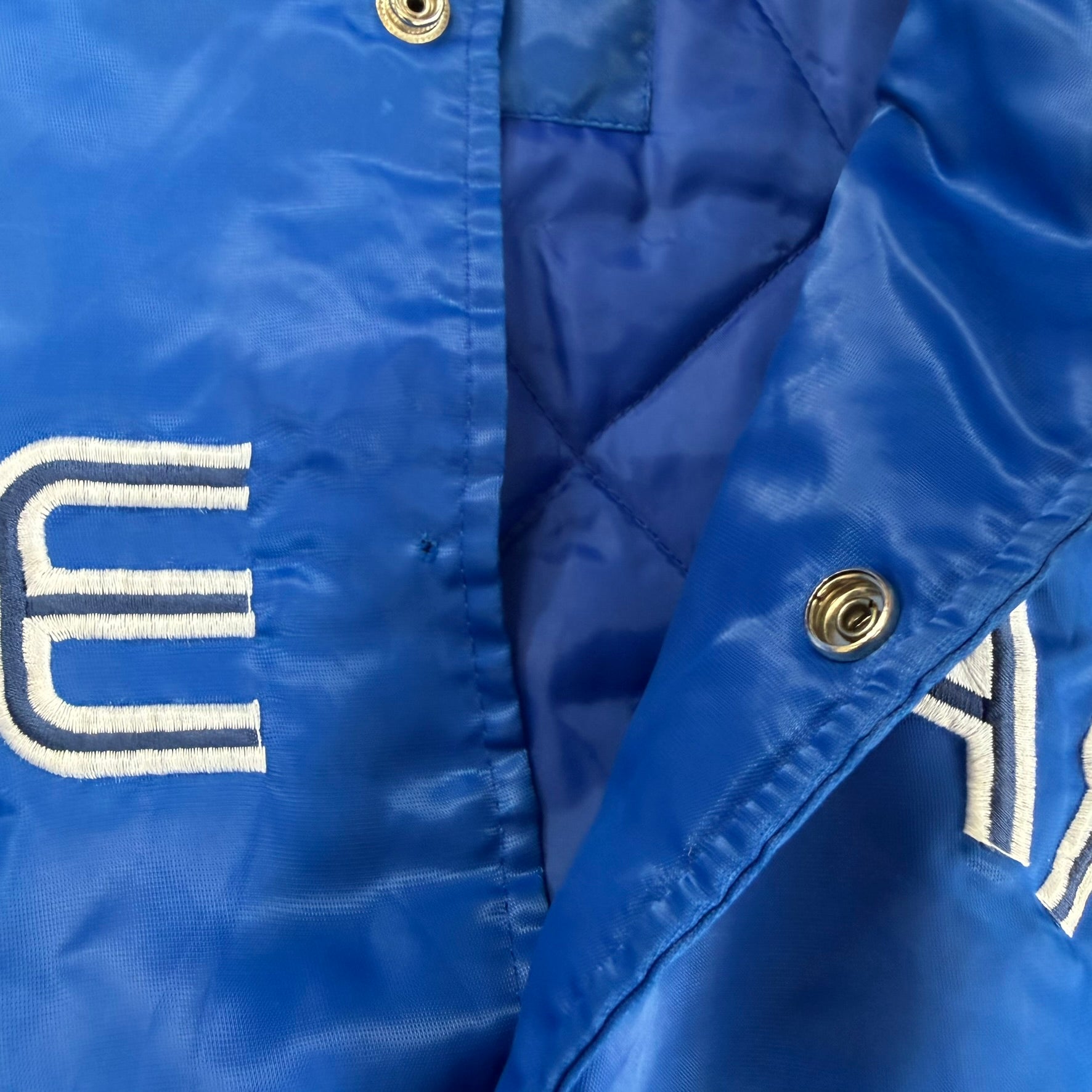 Vintage Toronto Blue Jays MLB Embroidered Text Satin Bomber Jacket - M