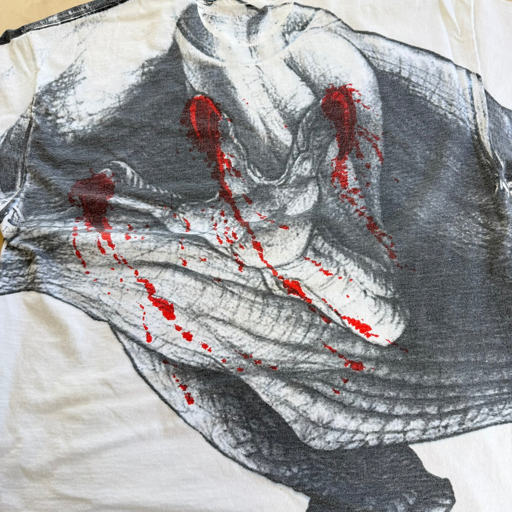 J- Vintage '93 Jurassic Park T-Rex All Over Print Made In USA Single Stitch Tee - XL