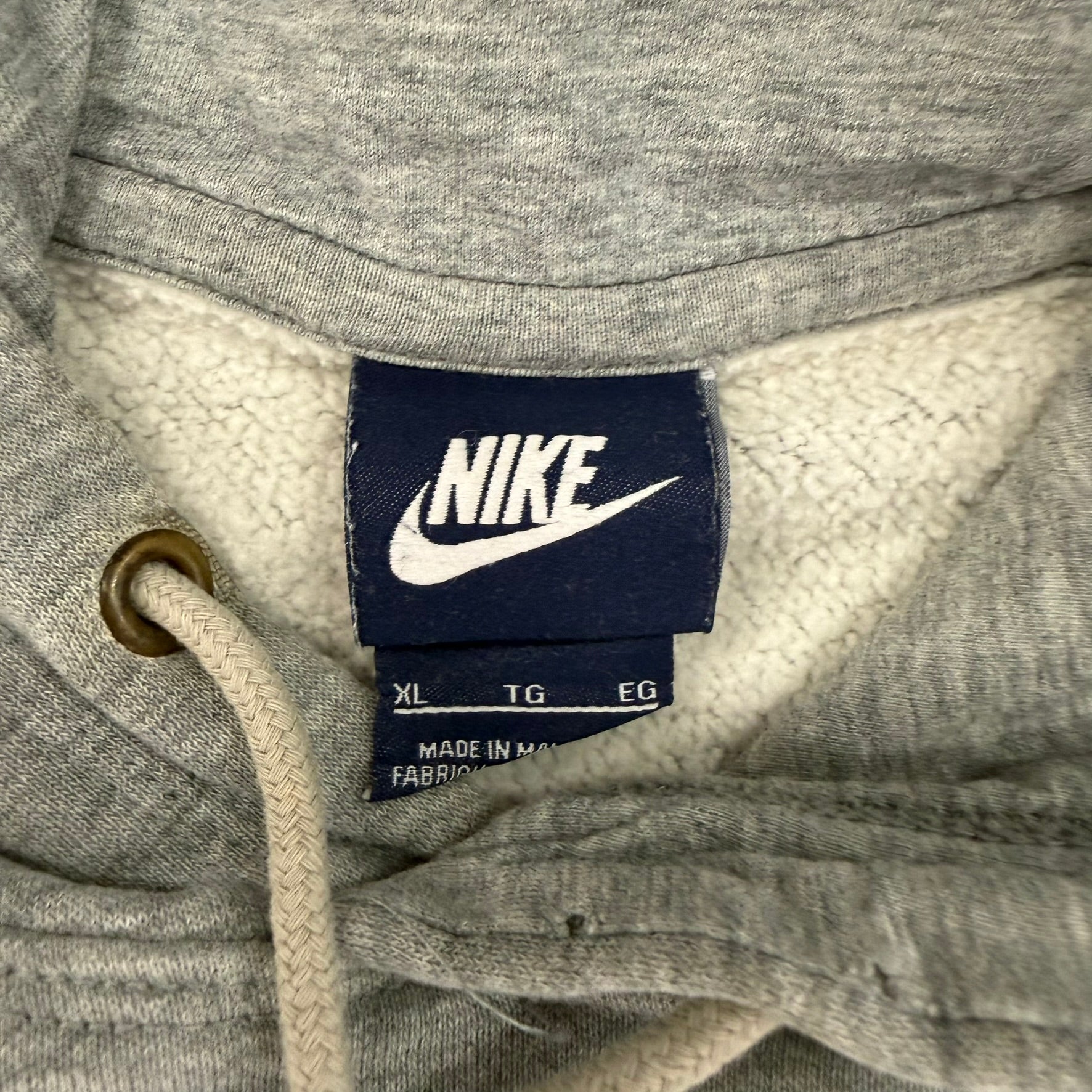 J- Vintage Nike Embroidered Swoosh Grey Hoodie - XL