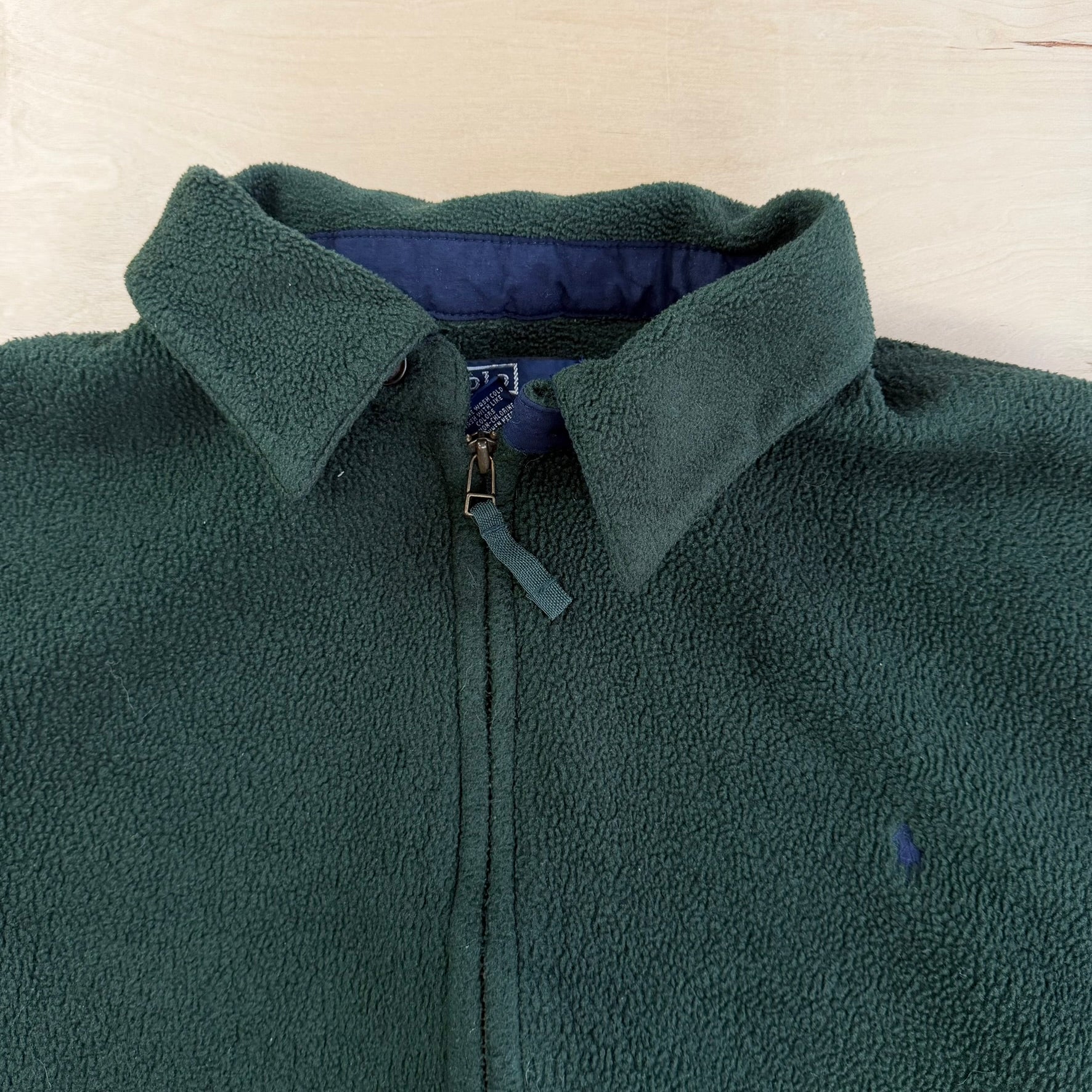 Vintage 90s Polo RL Embroidered Logo Dark Green Zip Up Polar Fleece - XL