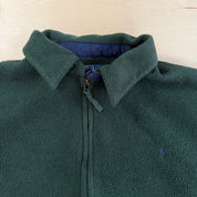 Vintage 90s Polo RL Embroidered Logo Dark Green Zip Up Polar Fleece - XL