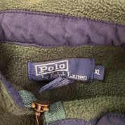 Vintage 90s Polo RL Embroidered Logo Dark Green Zip Up Polar Fleece - XL