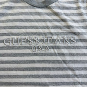 J- Vintage Gue$$ Jeans USA Embroidered Text Striped Tee - XL