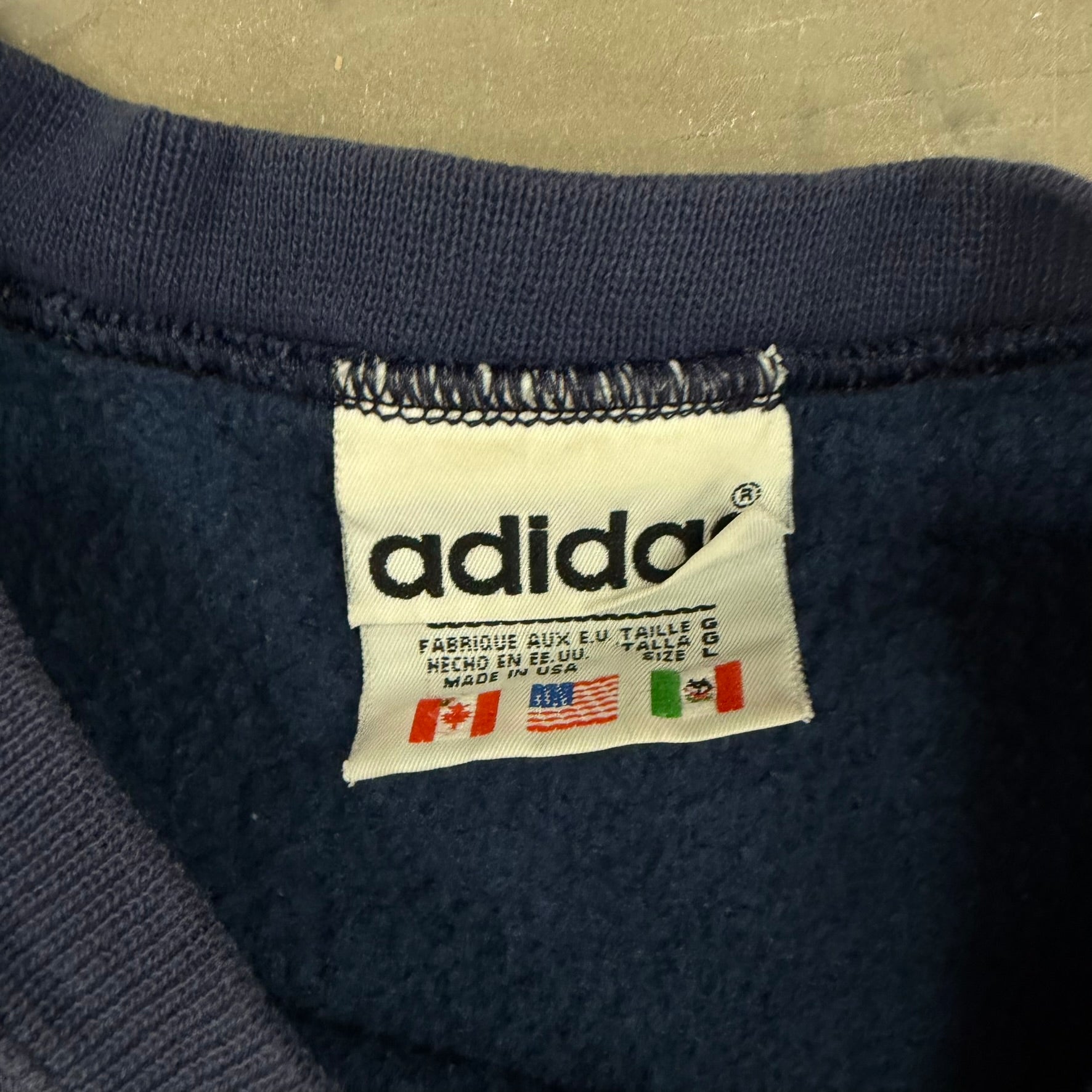 J- Vintage Adidas Embroidered Text & Logo  Made In USA Crewneck - L
