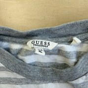 J- Vintage Gue$$ Jeans USA Embroidered Text Striped Tee - XL