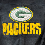 J- Vintage Green Bay Packers NFL Game Day Embroidered Logo Suede Jacket - XL