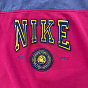 J- Vintage Nike Embroidered Text & Swoosh Henley Hoodie - M
