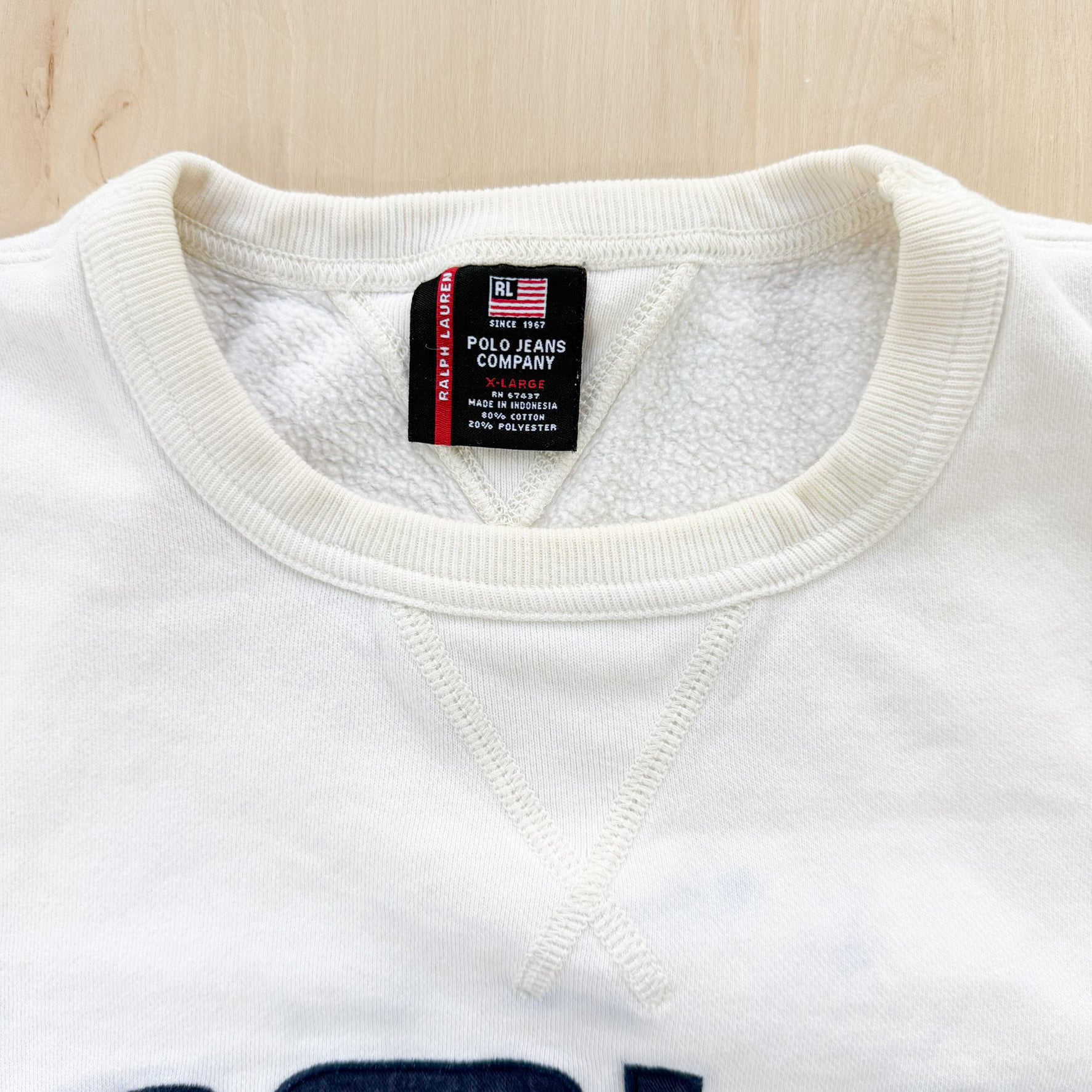 J- Vintage Ralph Lauren Polo Jeans Embroidered Text Crewneck - XL