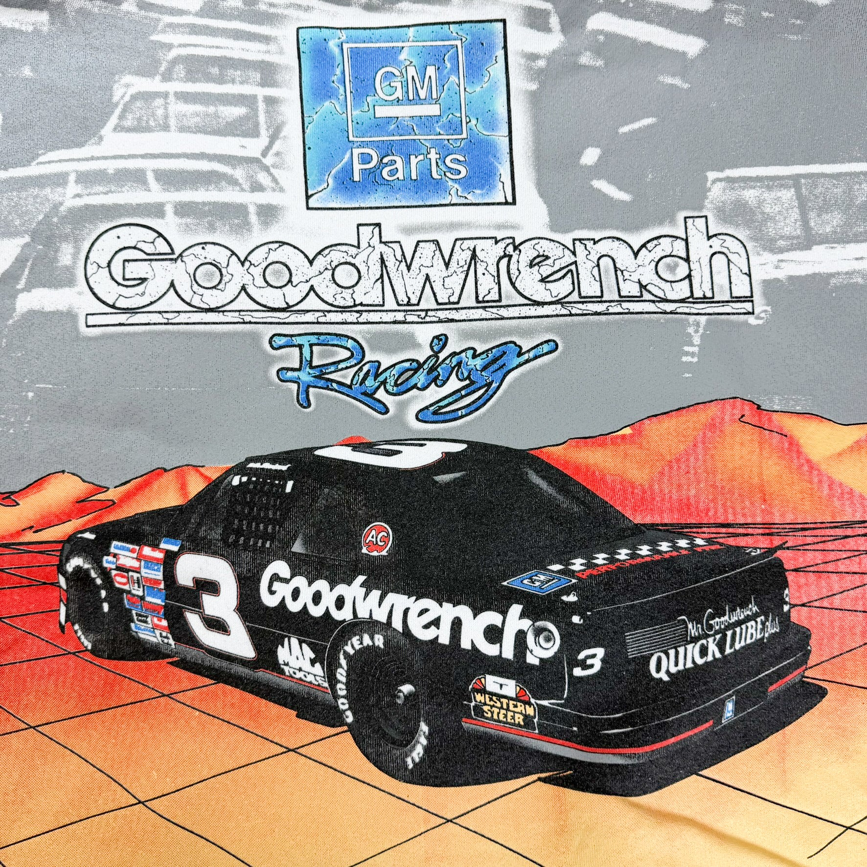 J- Vintage Nascar Dale Earnhardt The Intimidator All Over Print Made In USA Crewneck - 2XL