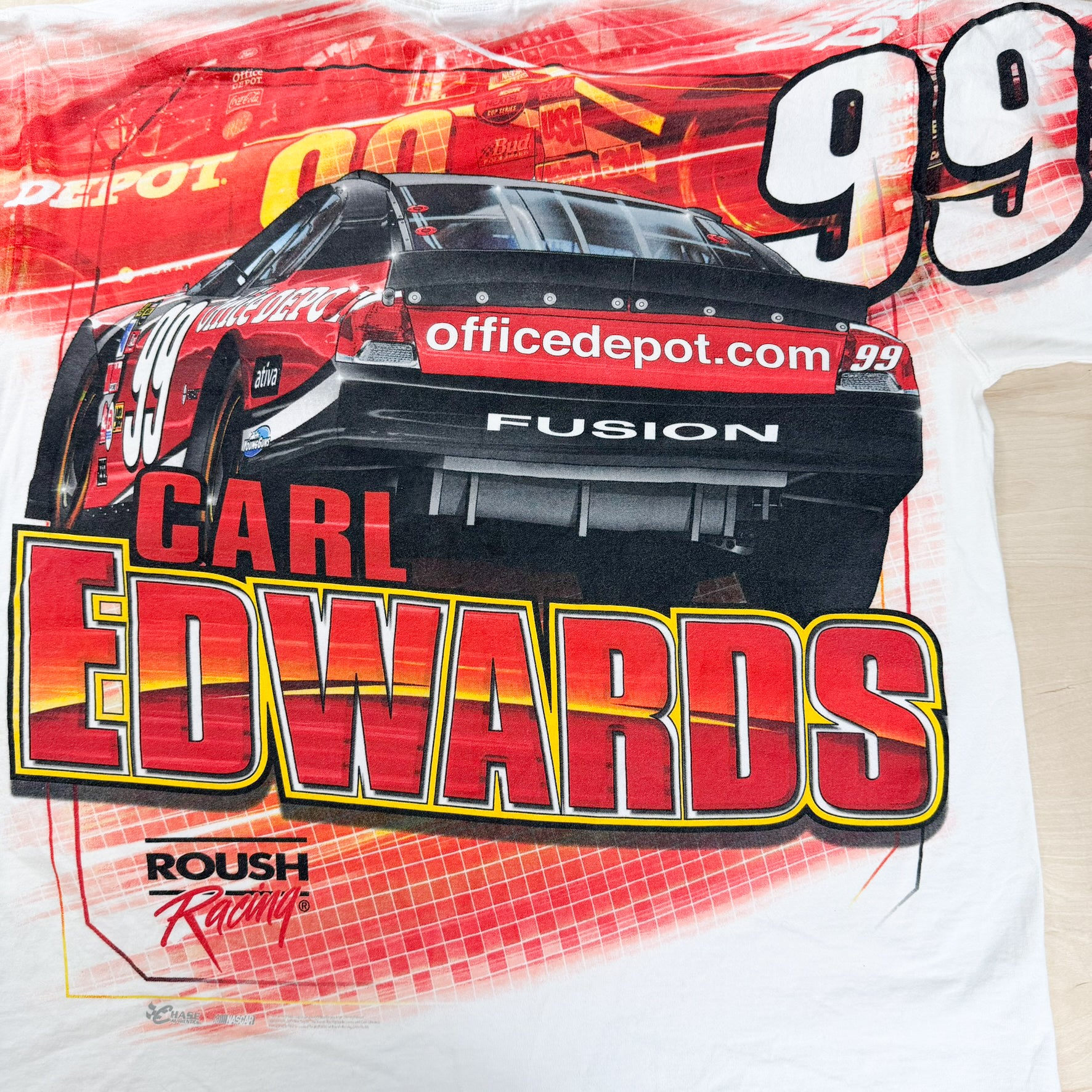 J- Vintage Nascar Carl Edwards Roush Racing Jumbo Print Tee- L