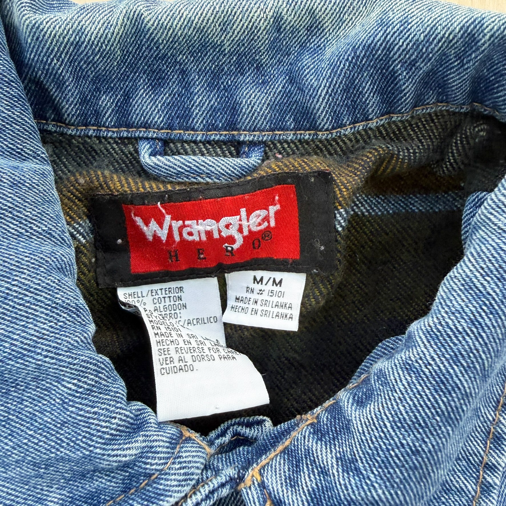 J- Vintage Wrangler Hero Flannel Lined Denim Jacket - M