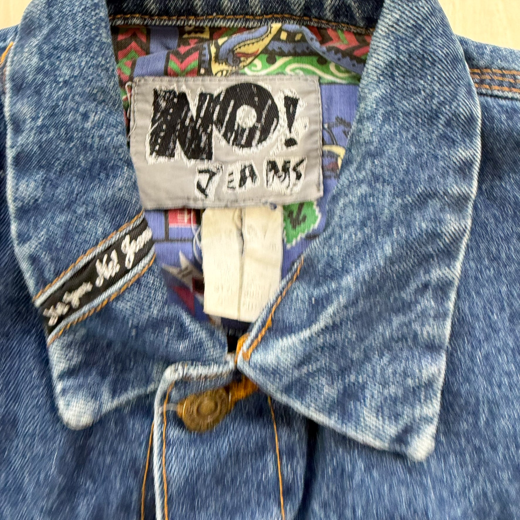 J- Vintage 80's No Jeans! Beads Detailing Denim Jacket - M