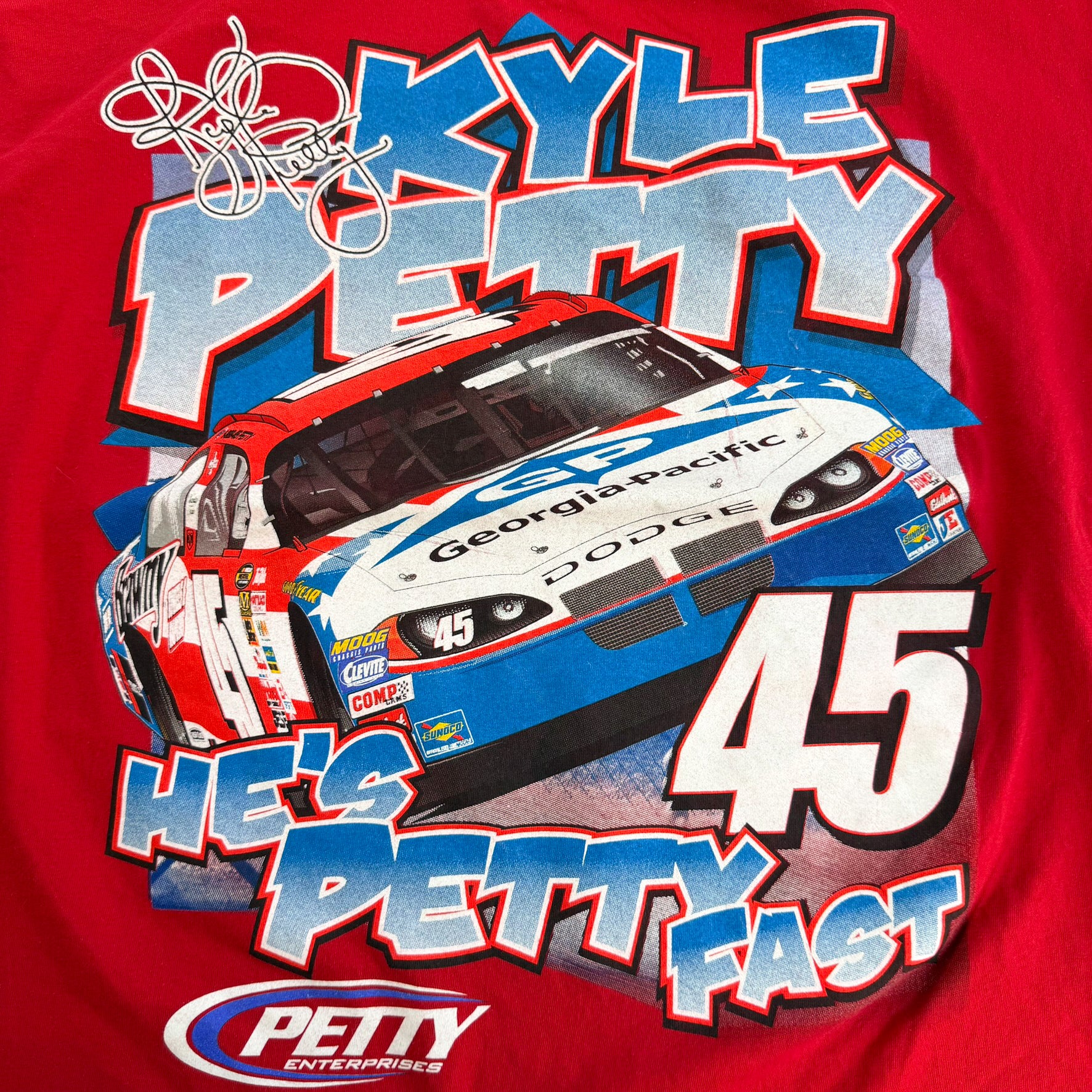J- Vintage Nascar Kyle Petty He's Pretty Fast Graphic Car Tee - 2XL