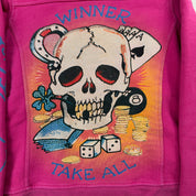 J- Vintage Ed Hardy Winner Takes All Bedazzled Skull Sherpa Lined Hoodie - XS