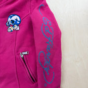J- Vintage Ed Hardy Winner Takes All Bedazzled Skull Sherpa Lined Hoodie - XS