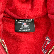 J- Vintage Polo Jeans Ralph Lauren Embroidered Text Zip Up Hoodie - L