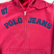 J- Vintage Polo Jeans Ralph Lauren Embroidered Text Zip Up Hoodie - L