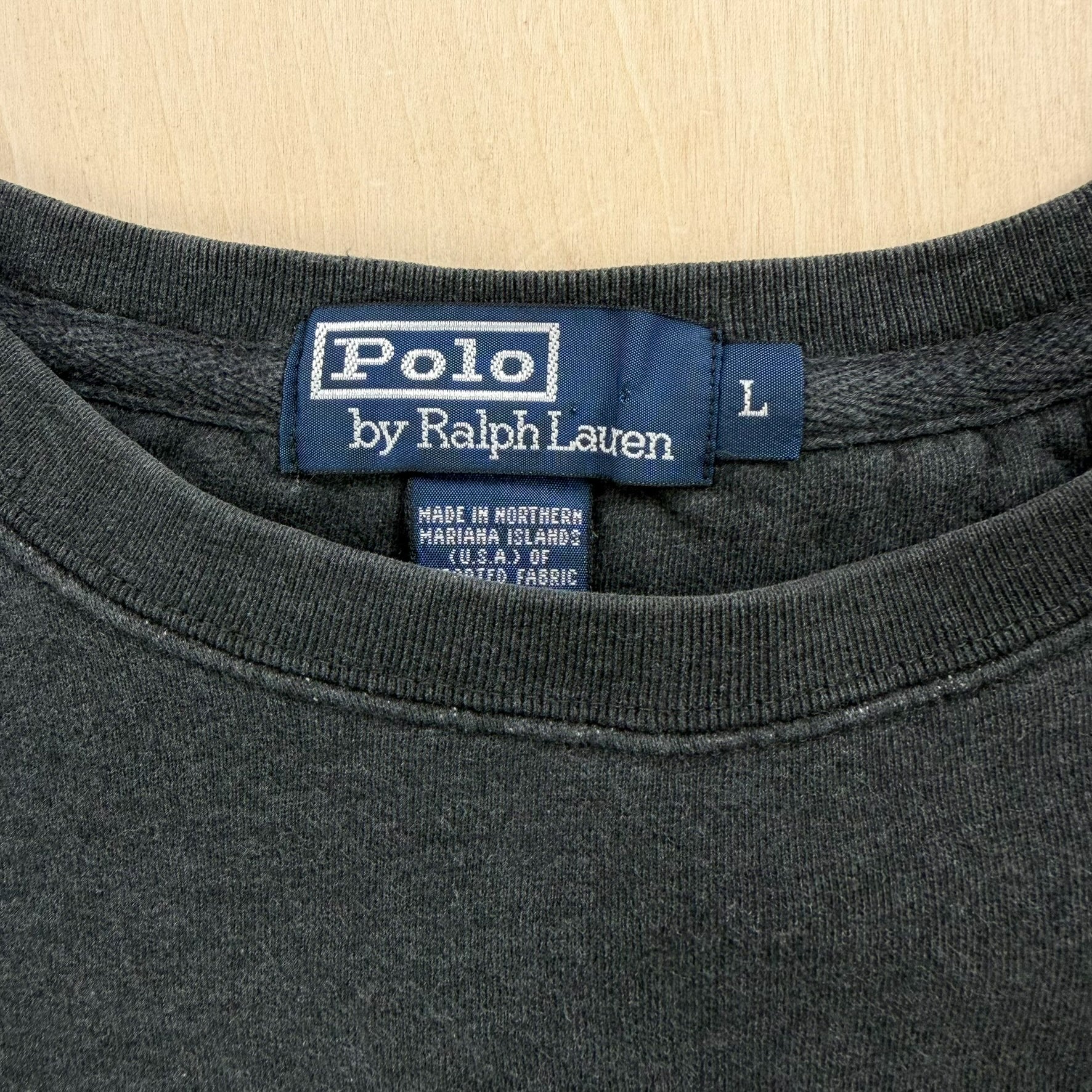 J- Vintage Polo Ralph Lauren Embroidered Dark Grey Crewneck - L