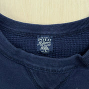 J- Vintage Polo Ralph Lauren Embroidered Navy Waffle Crewneck - L
