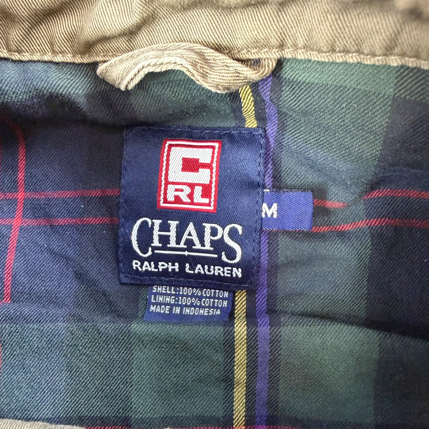 J- Vintage Chaps Ralph Lauren Plaid Lined Zip Up Harrington Jacket - M