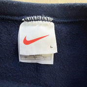 J- Vintage 90s Nike Embroidered Swoosh Made In USA Navy Crewneck - L