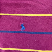 J- Vintage Ralph Lauren Maroon Striped Lightweight Hoodie - 2XL