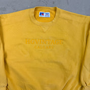 J- Vintage HG Vintage Calgary Embroidered Text Yellow Russell Made In USA Crewneck - 2XL