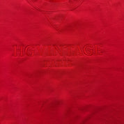 J- Vintage HG Vintage Paris Embroidered Text Red Russell Made In USA Crewneck - M