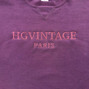J- Vintage HG Vintage Paris Embroidered Text Purple Russell Made In USA Crewneck - L