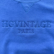 J- Vintage HG Vintage Paris Embroidered Text Blue Russell Made In USA Crewneck - L